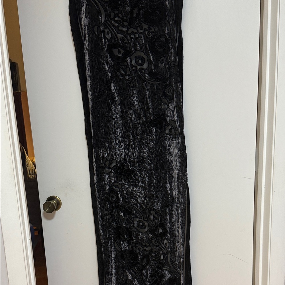 Elegant Black and Gray Floral Shaw